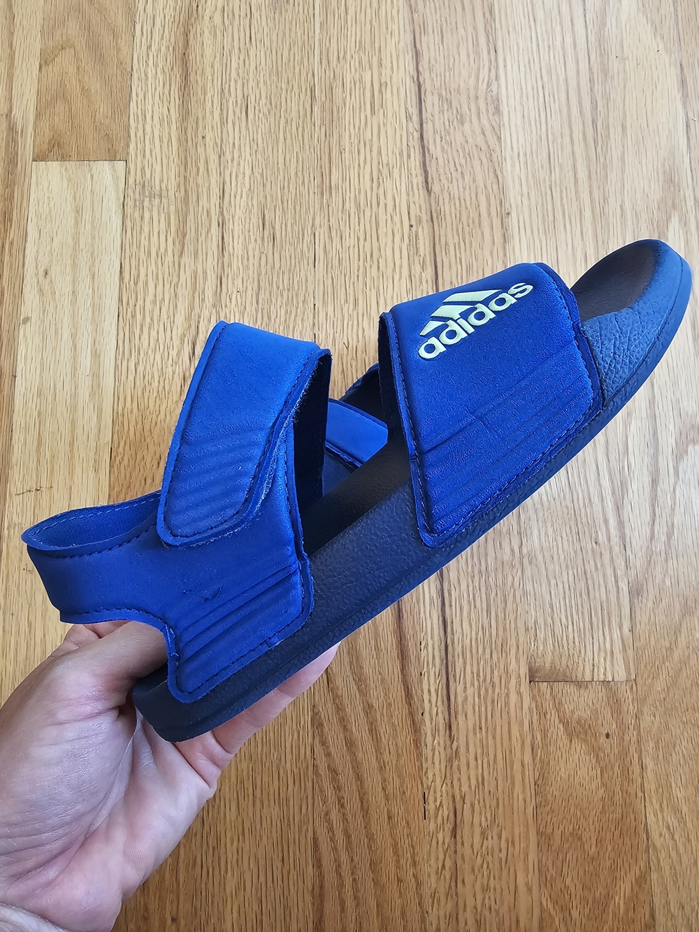 Adidas Kids Blue Slide Sandal with Dual Straps Size 2